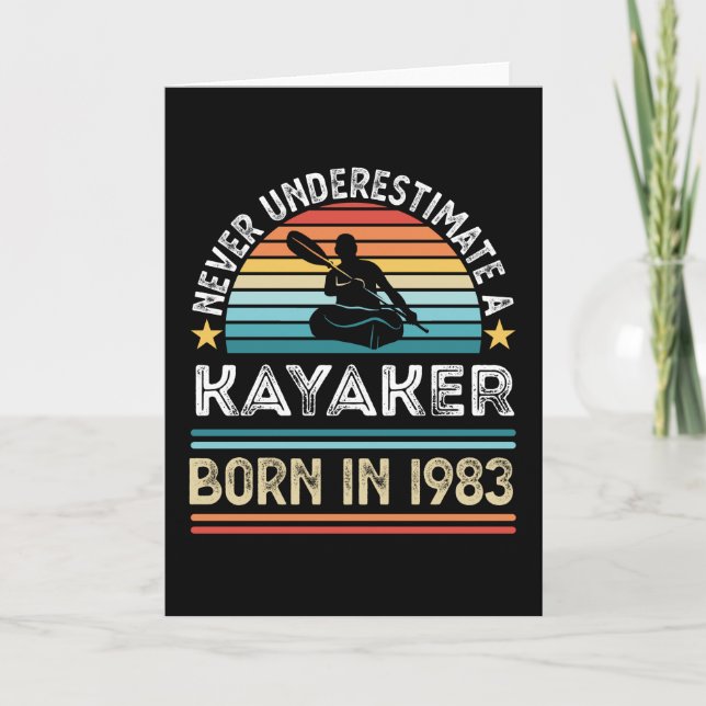 Tarjeta Kayaker, nacido en 1983 40º cumpleaños Kayak Gift (Anverso)