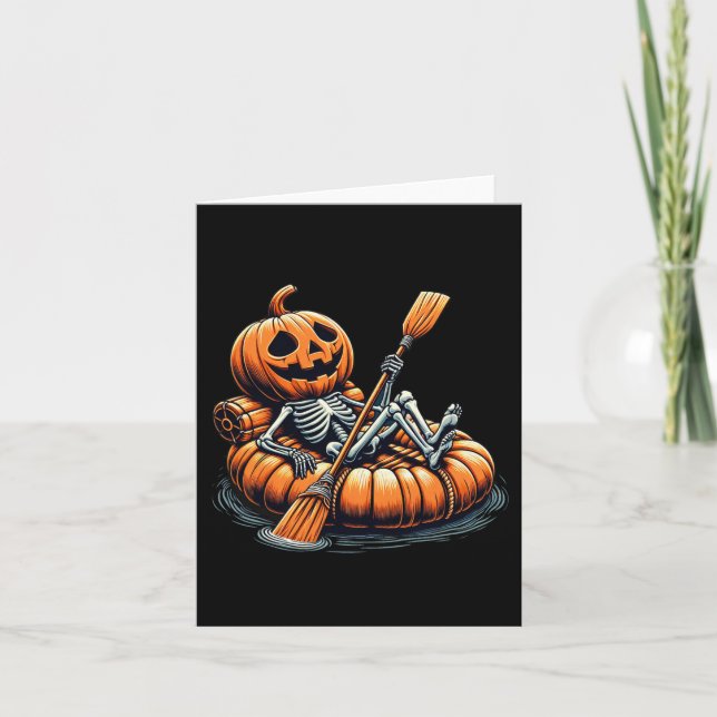 Tarjeta Kayaking Skeleton Funny Halloween Kayak (Anverso)