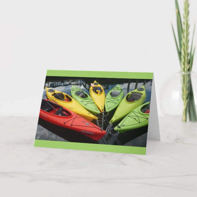 Tarjeta Kayaks coloridos (Anverso)