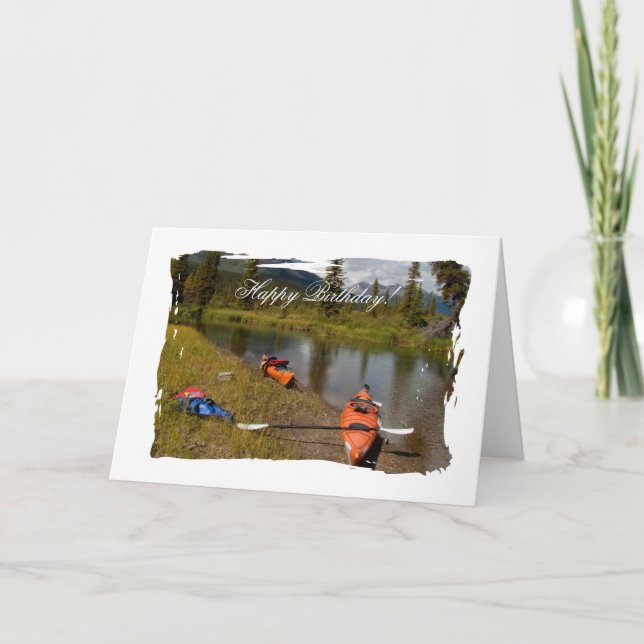 Tarjeta Kayaks en reposo; Feliz cumpleaños (Anverso)