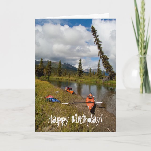 Tarjeta Kayaks en reposo; Feliz cumpleaños (Anverso)