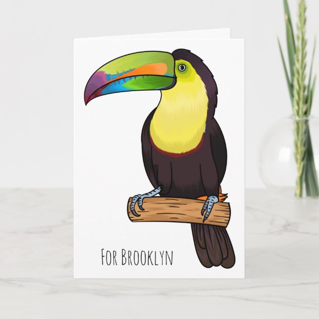 Tarjeta Keel-billed toucan bird cartoon illustration (Anverso)