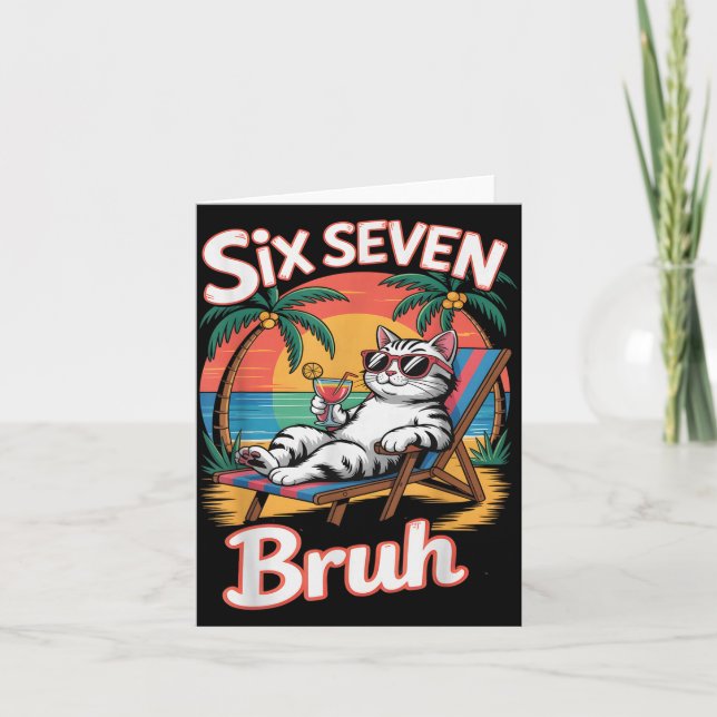 Tarjeta Keep Calm 67 Bruh Cat Vacation Cruise Trip Joke Ge (Anverso)