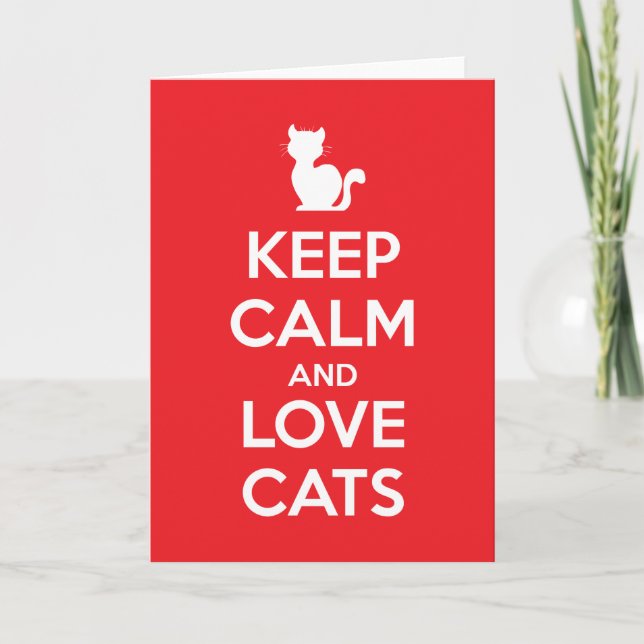 Tarjeta Keep Calm and Love Cats (Anverso)