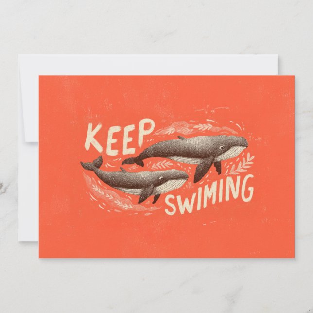 Tarjeta Keep Swimming Whales (Anverso)