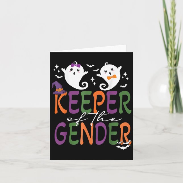 Tarjeta Keeper Of The Gender Reveal Halloween Pregnancy An (Anverso)