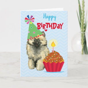 Tarjeta Keeshond Cupcake de cumpleaños