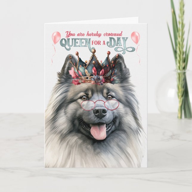 Tarjeta Keeshond Dog Queen Day Funny Cumpleaños (Anverso)