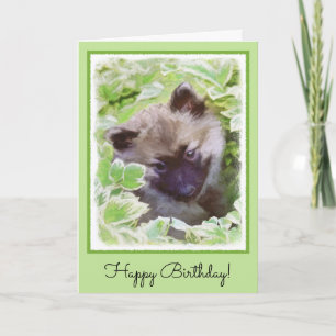 Tarjeta Keeshond Puppy en el jardín pintando arte original