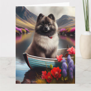 Tarjeta Keeshond sobre un remo: una aventura escénica