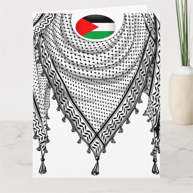 Tarjeta Keffiyeh palestino Scarf tejido tradicional (Anverso)