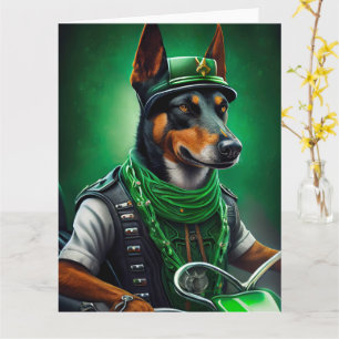 Tarjeta Kelpie australiano conduciendo bicicleta Día de Sa
