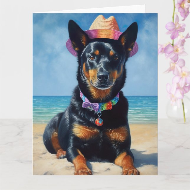 Tarjeta Kelpie australiano en la playa, regalo de verano p (Orquídea)