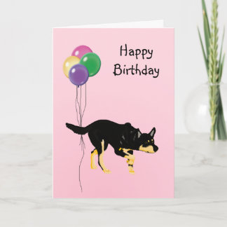 Tarjeta Kelpie australiano, globos de cumpleaños