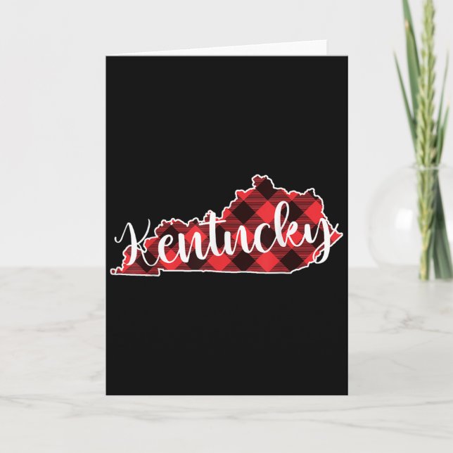Tarjeta Kentucky State Map Buffalo Plaid Christmas Ky Kent (Anverso)