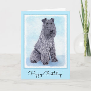 Tarjeta Kerry Blue Terrier Pintura Cute Original Perro Art