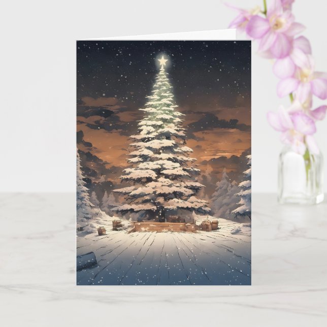 Tarjeta Kerstboom met sneeuw  (Orquídea)