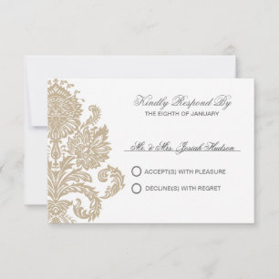 Tarjeta Khaki Damask Border Boda DIY RSVP