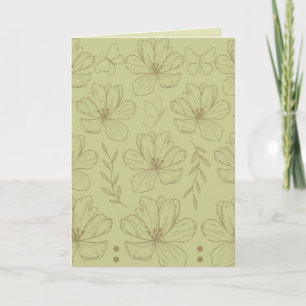 Tarjeta Khaki y verde salvia Boho floral 