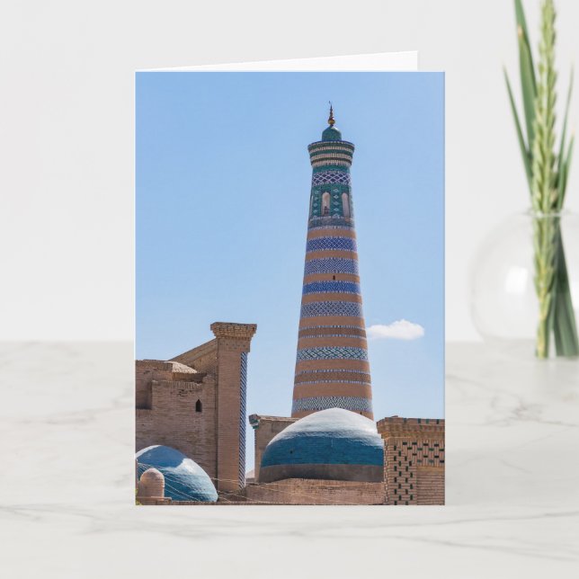 Tarjeta Khiva, Uzbekistán - Minaret Islam Khodja (Anverso)