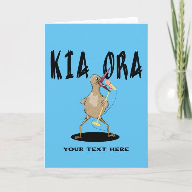 Tarjeta Kia ora Kiwi Maori Saludo (Anverso)