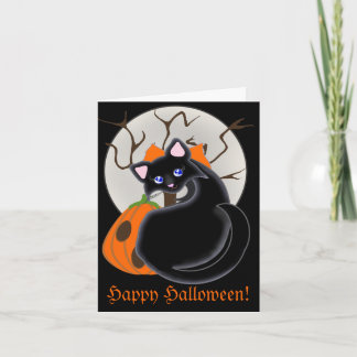 Tarjeta Kiara Toon Kitty Black Cat Moon & Tree Card