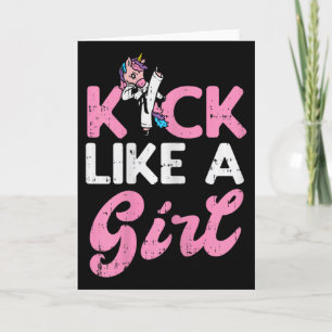 Tarjeta Kick Like Chica Unicorn Karate Taekwondo Martial A