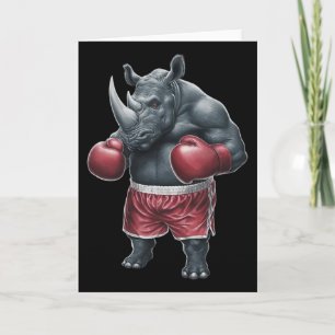 Tarjeta Kickboxing Boxeo Boxeador Rinoceronte Entrenamient