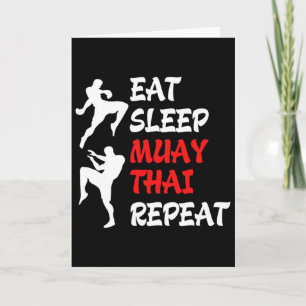 Tarjeta Kickboxing Boxeo Tailandés Comer Dormir Muay Thai