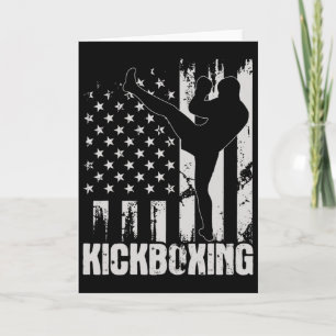 Tarjeta Kickboxing - Usa Boxeador de Kickboxing con Bander