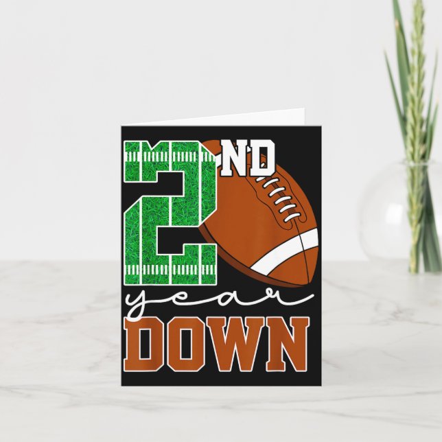 Tarjeta Kids 2nd Year Down Football Birthday Boy Party 2 Y (Anverso)
