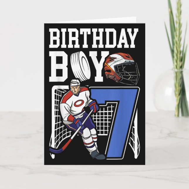 Tarjeta Kids 7 Year Old Ice Hockey Themed Birthday Party 7 (Anverso)