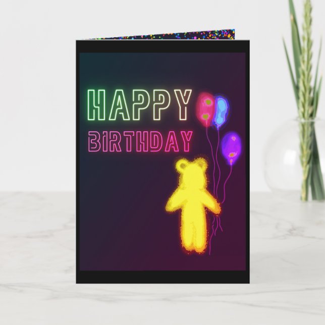 Tarjeta Kids Birthday Card Happy Birthday Bear Baloons (Anverso)