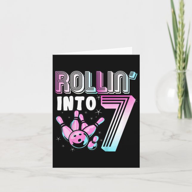 Tarjeta Kids Bowler Rollin’ en 7 Bowling 7 Birthday Ki (Anverso)