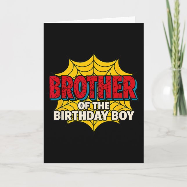 Tarjeta Kids Brother Of The Birthday Boy Spider Theme Part (Anverso)