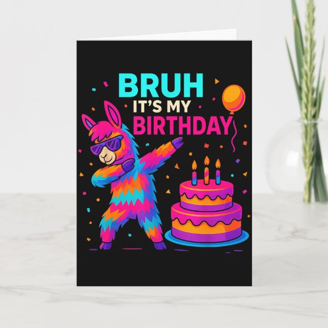 Tarjeta Kids Dabbing Llama Birthday Funny Bday Party Tee  (Anverso)