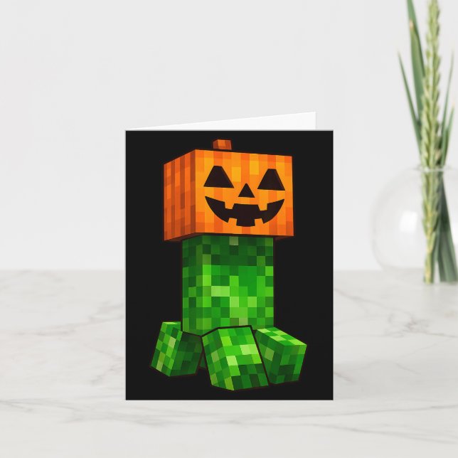 Tarjeta Kids Halloween Gamer Xel Jack O Lantern Pumpkin Bo (Anverso)