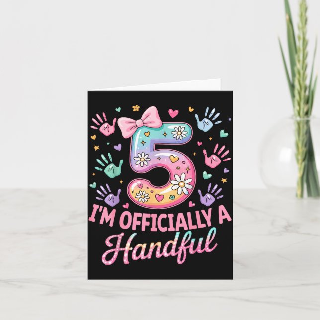Tarjeta Kids I'm Ly A Handful Five 5th Birthday Girls Boys (Anverso)
