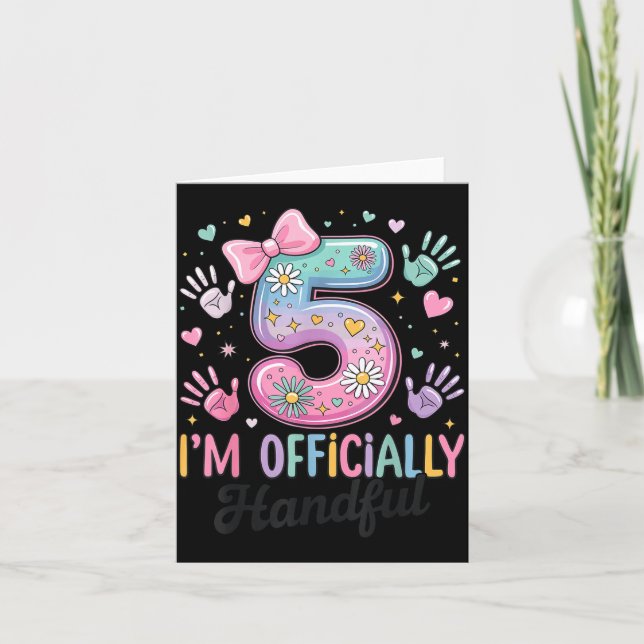 Tarjeta Kids I'm Ly A Handful Five 5th Birthday Girls Boys (Anverso)