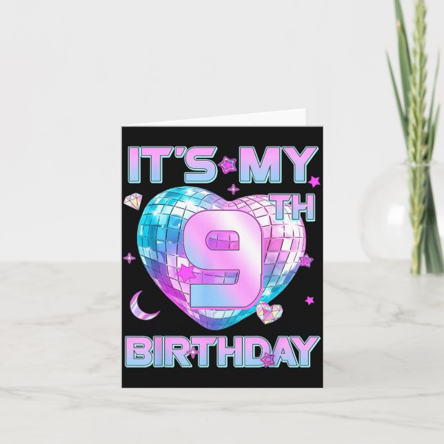 Tarjeta Kids It's My 9th Birthday Girl 9 Year Old Kp Bday  (Anverso)