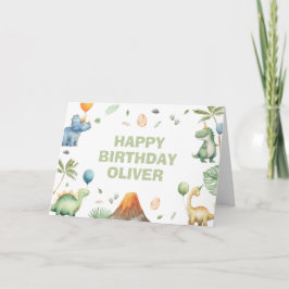 Tarjeta Kids Jurassic Dino Dinosaur Personalized Birthday