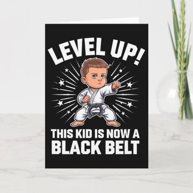 Tarjeta Kids Karate Uniform Black Belt Award T Shirt Desig (Anverso)