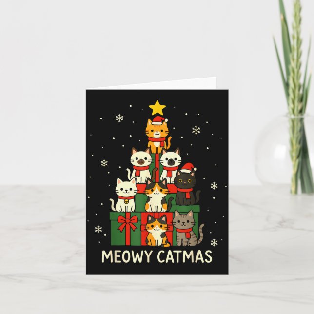 Tarjeta Kids Men Women Meowy Catmas Funny Christmas Cats C (Anverso)