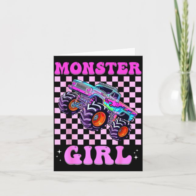 Tarjeta Kids Monster Truck Girl Nk Monster Trucks Lover Mo (Anverso)