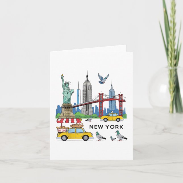 Tarjeta Kids Nyc Souvenir New York City Usa Icons Amarillo (Anverso)