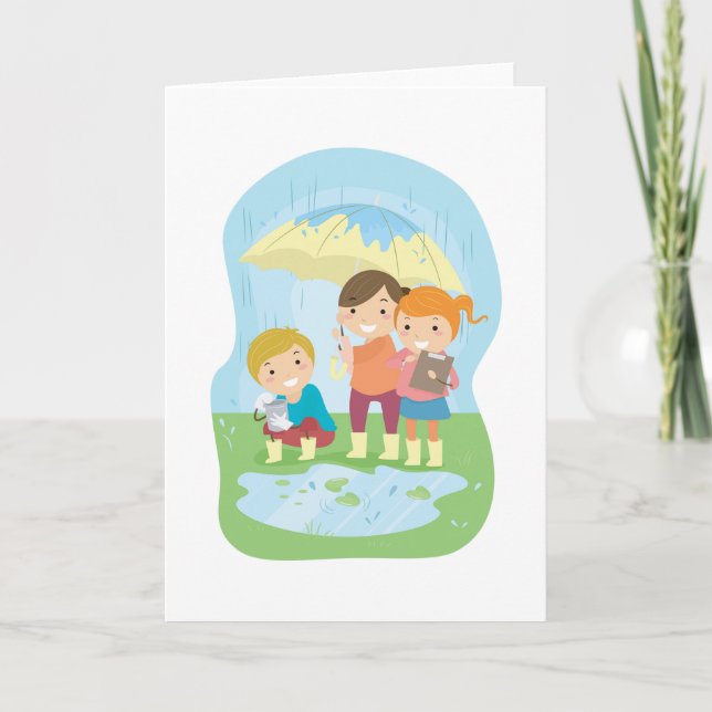 Tarjeta Kids Science Nature Study in Rain (Anverso)