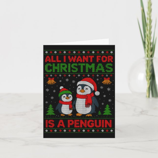 Tarjeta Kids Xmas Tee, All I Want For Christmas Is A Pengu (Anverso)