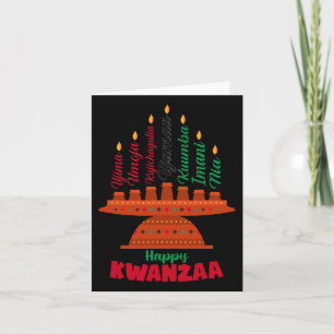 Tarjeta Kinara Siete Velas Principios de Kwanzaa Feliz K