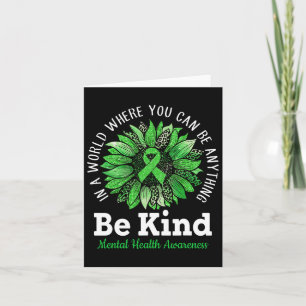 Tarjeta Kind Green Ribbon Sunflower Mental Health Awarts