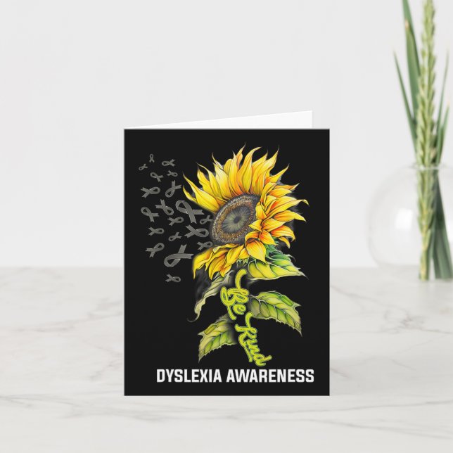 Tarjeta Kind Sunflower Dyslexia Conciencia (Anverso)